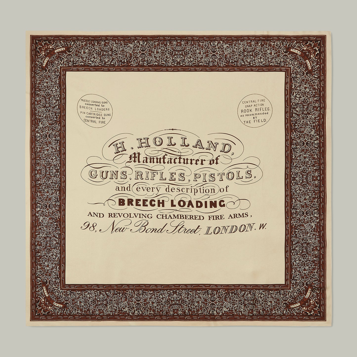 Harrow silk heritage trade label scarf  [SEPIA]