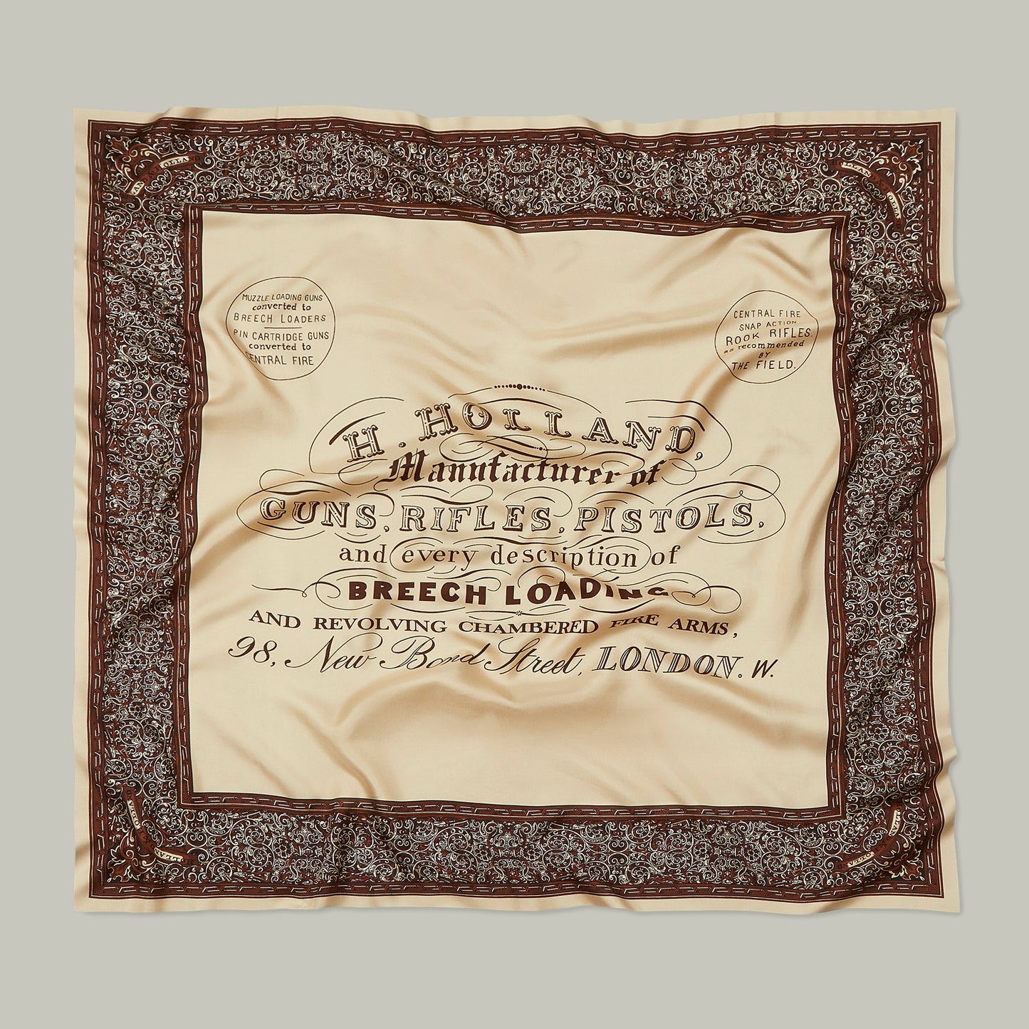 Harrow silk heritage trade label scarf  [SEPIA]