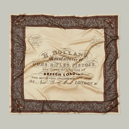Harrow silk heritage trade label scarf  [SEPIA]