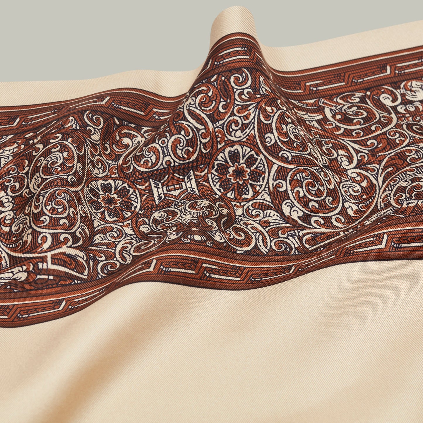 Harrow silk heritage trade label scarf  [SEPIA]