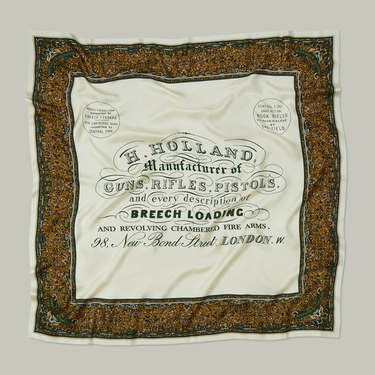 Harrow silk heritage trade label scarf  [H&H GREEN]