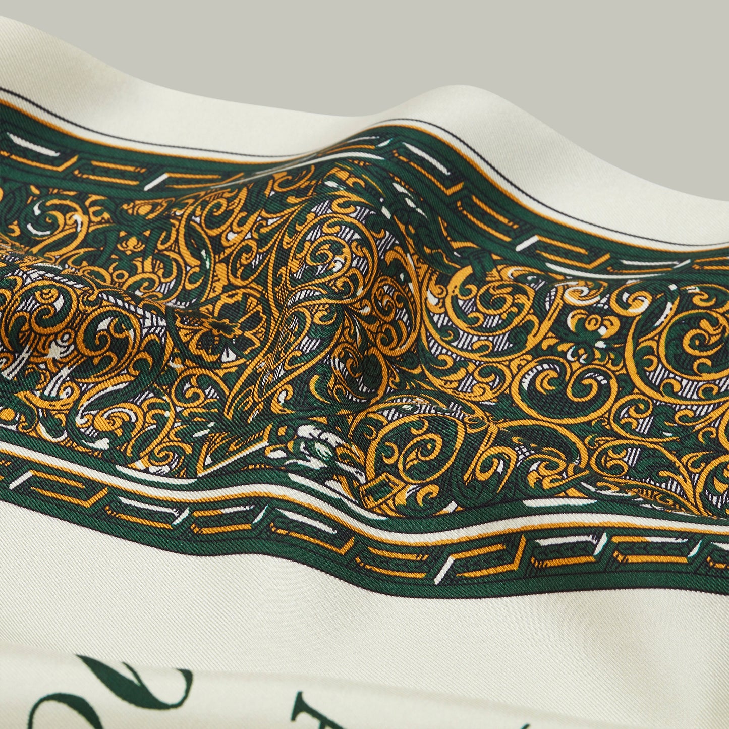 Harrow silk heritage trade label scarf  [H&H GREEN]