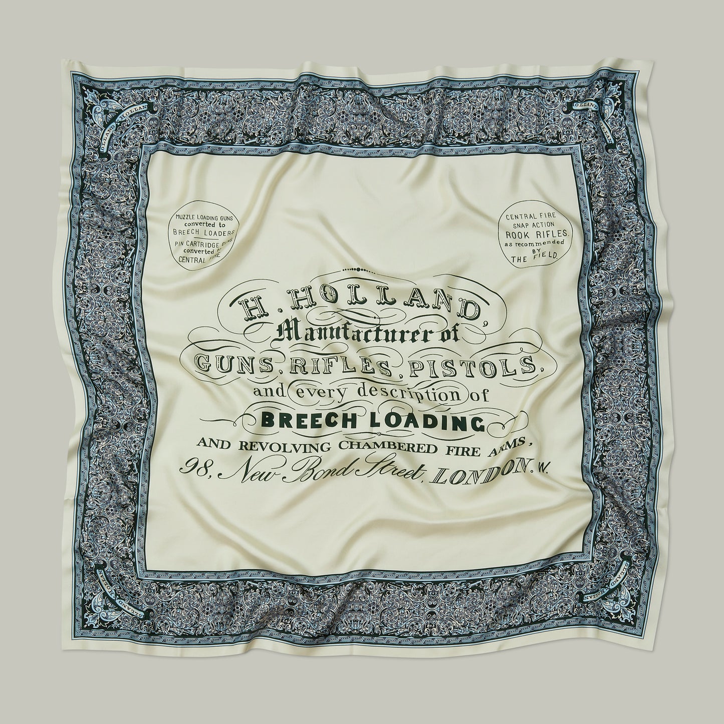 Harrow silk heritage trade label scarf  [AZURE]