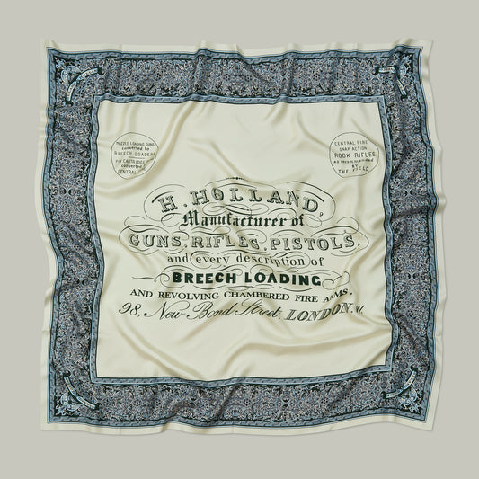 Harrow silk heritage trade label scarf  [AZURE]