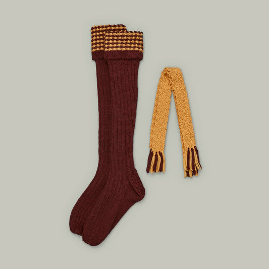 Harrow Alpaca hand knit sock/garter set [HAWTHORN]