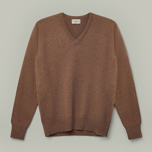 Harrow Cashmere V-Neck Sweater [MOCHA]