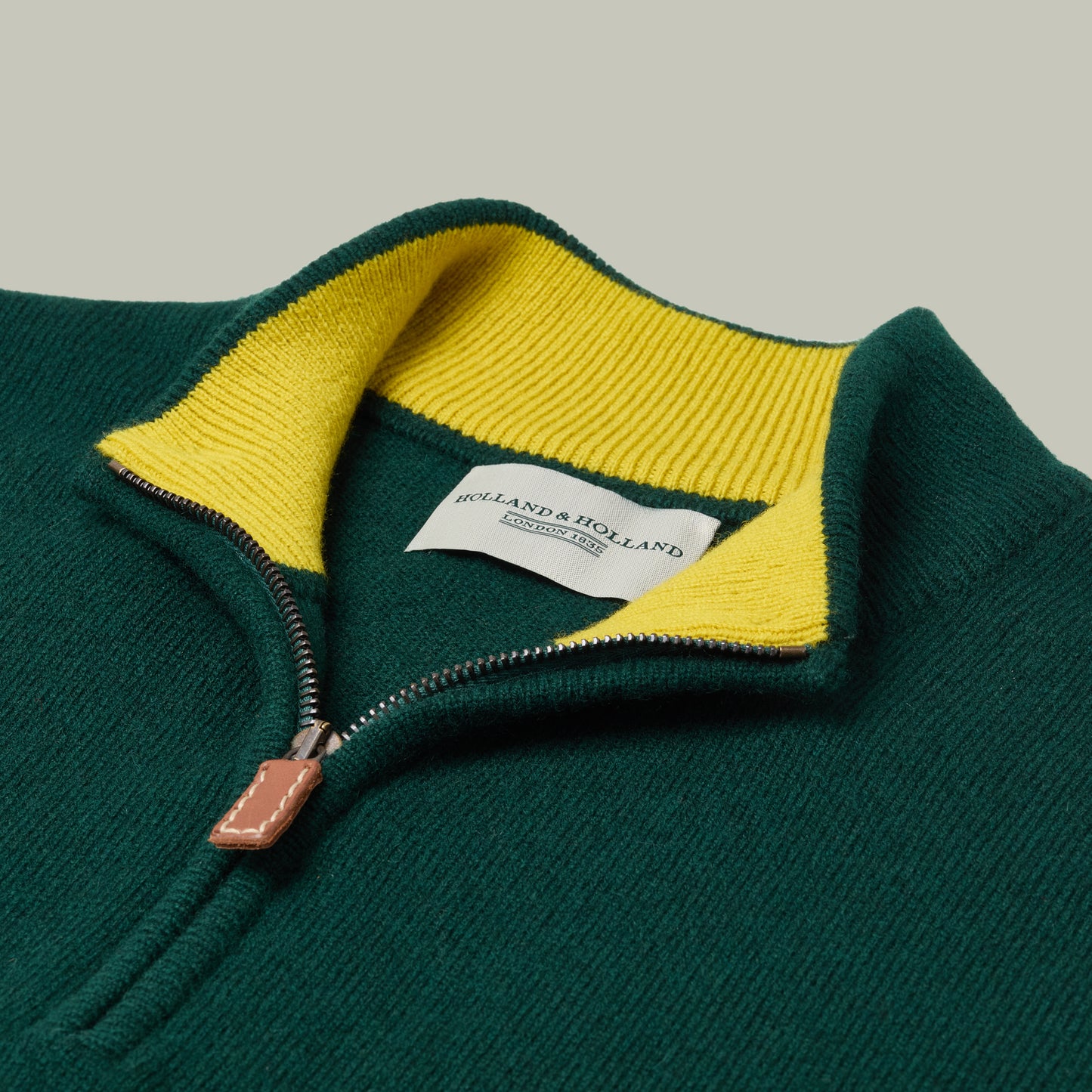 Harrow Quarter Zip Wool Sweater [H&H GREEN]