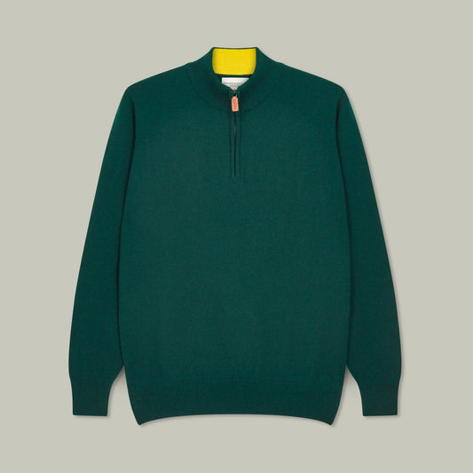 Harrow Quarter Zip Wool Sweater [H&H GREEN]