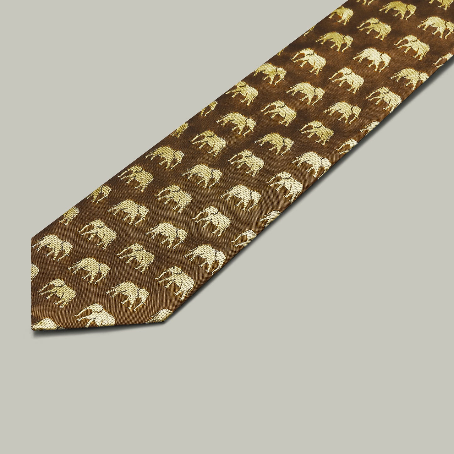 Harrow Silk Woven Tie - Elephant [GOLD]