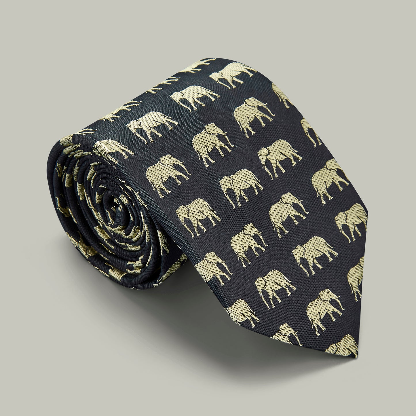 Harrow Silk Woven Tie - Elephant [INDIGO]