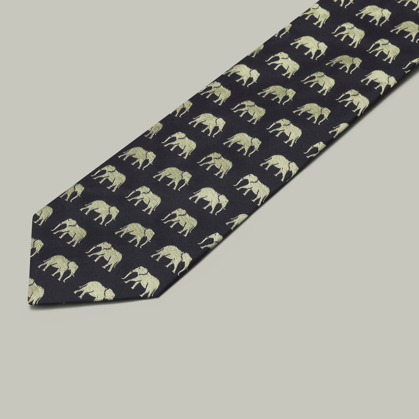Harrow Silk Woven Tie - Elephant [INDIGO]