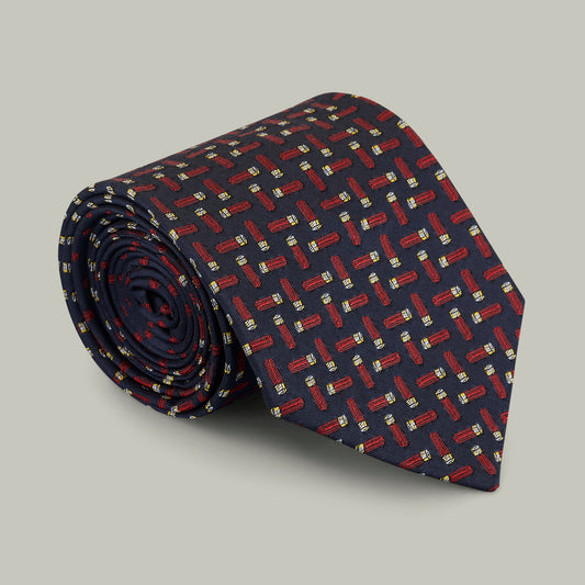 Harrow random cartridge woven silk tie [INDIGO]