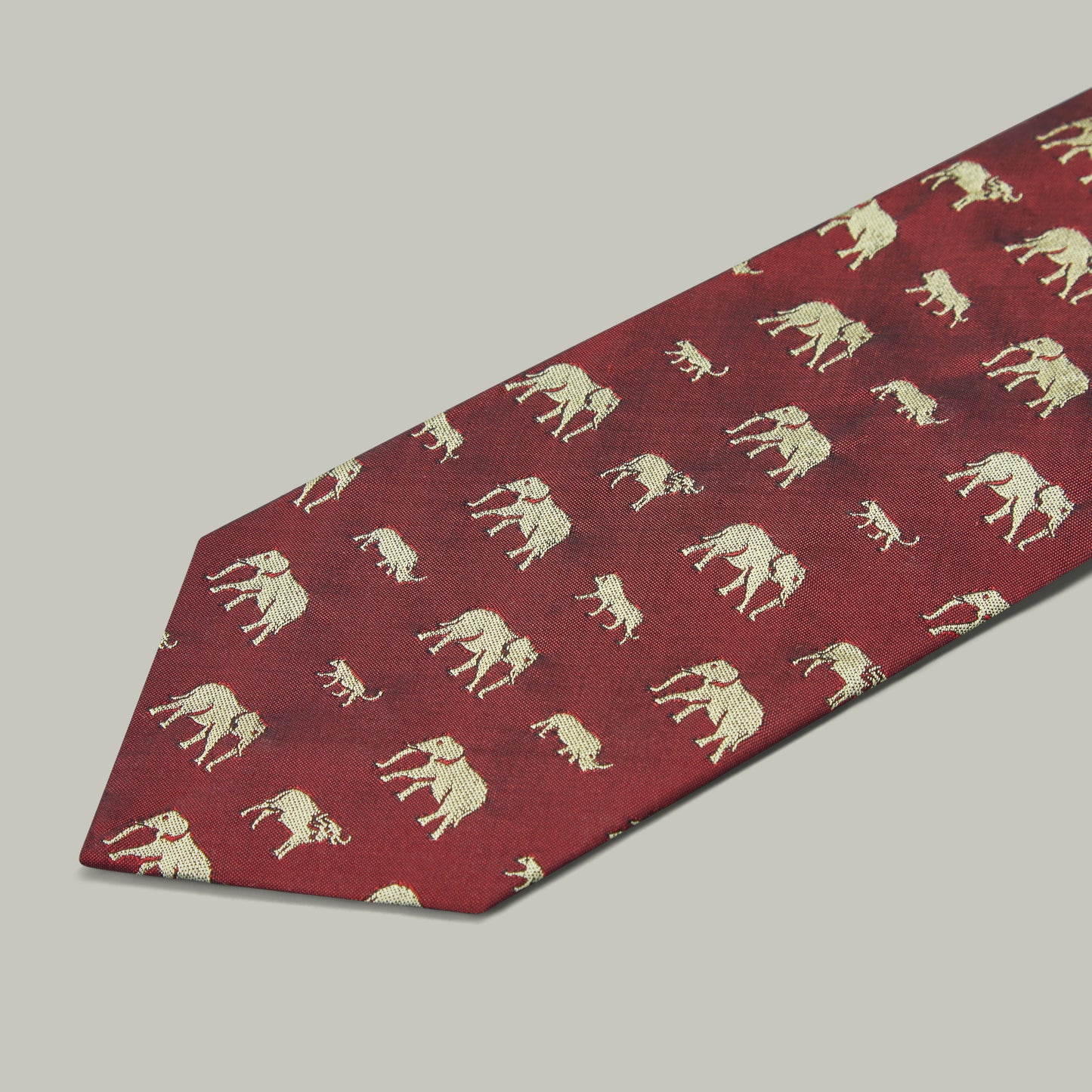 Harrow Big Five Woven Silk Tie [BERRY]