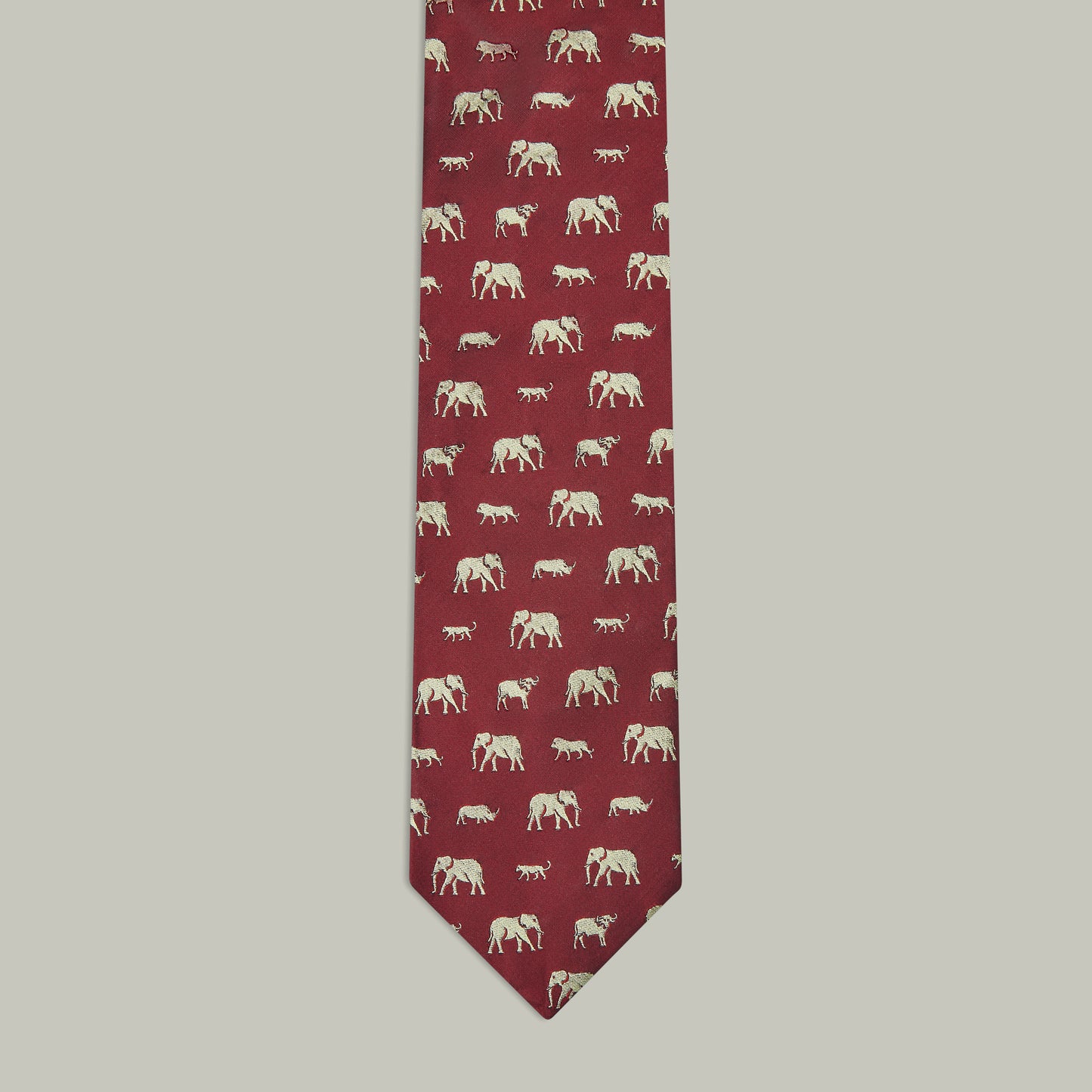 Harrow Big Five Woven Silk Tie [BERRY]
