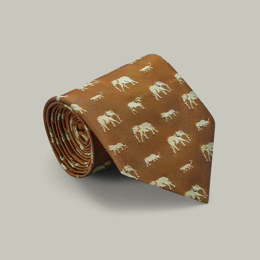Harrow Big Five Woven Silk Tie [SAHARA]