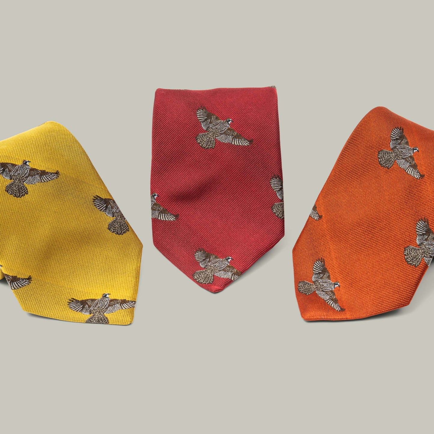 Harrow Silk Woven Tie- Flying Bobwhite Quail [RUST]