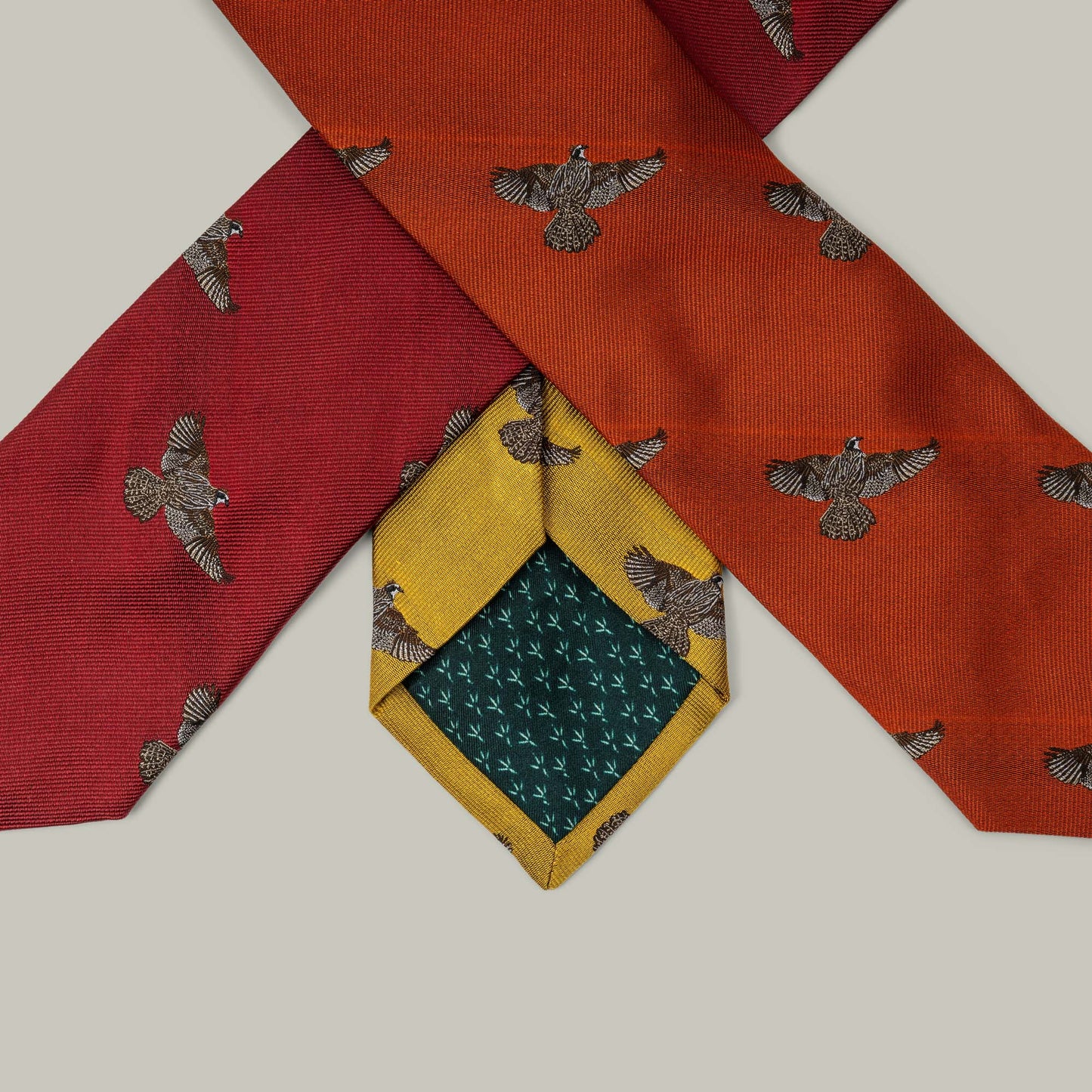 Harrow Silk Woven Tie- Flying Bobwhite Quail [RUST]