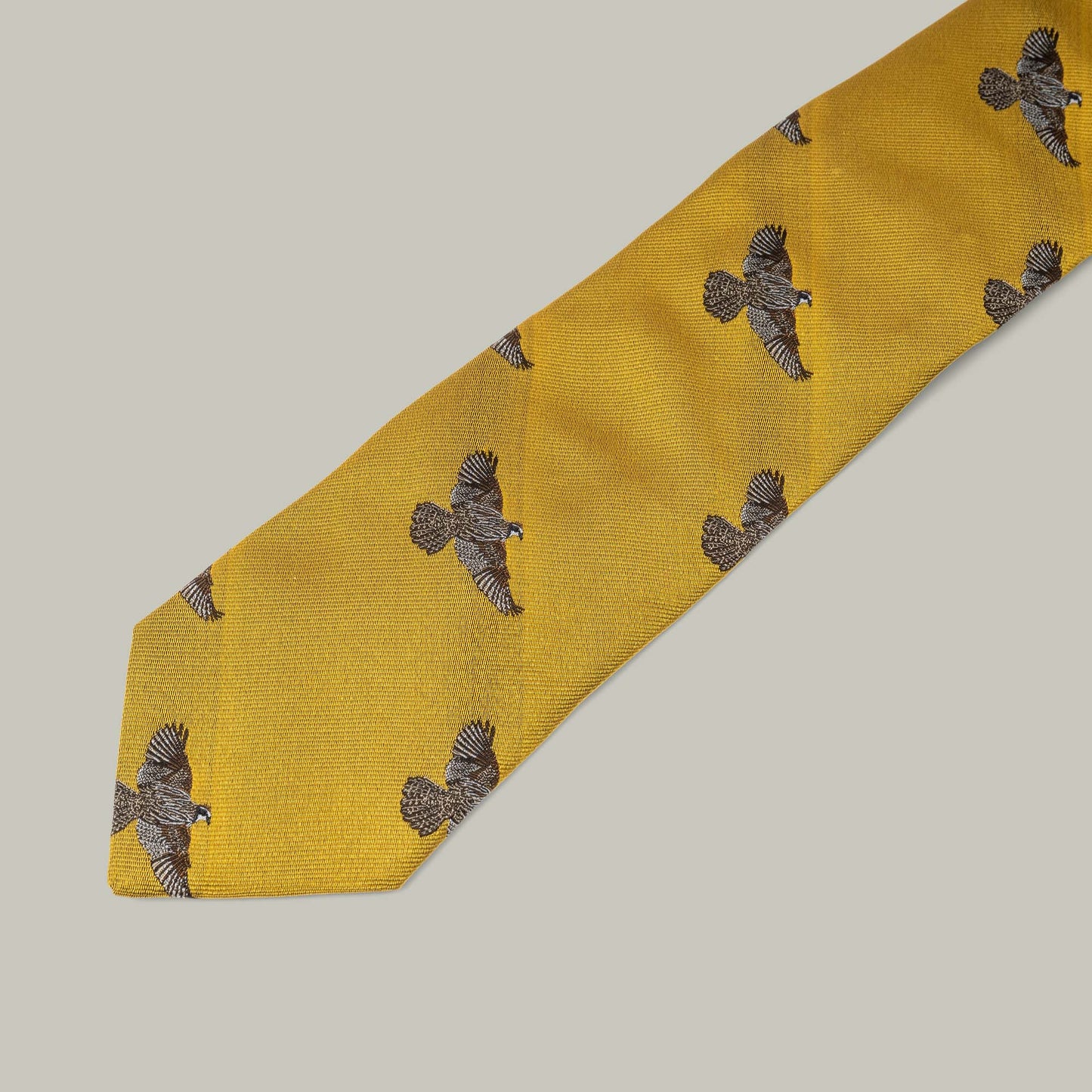 Harrow Silk Woven Tie- Flying Bobwhite Quail [GOLD]