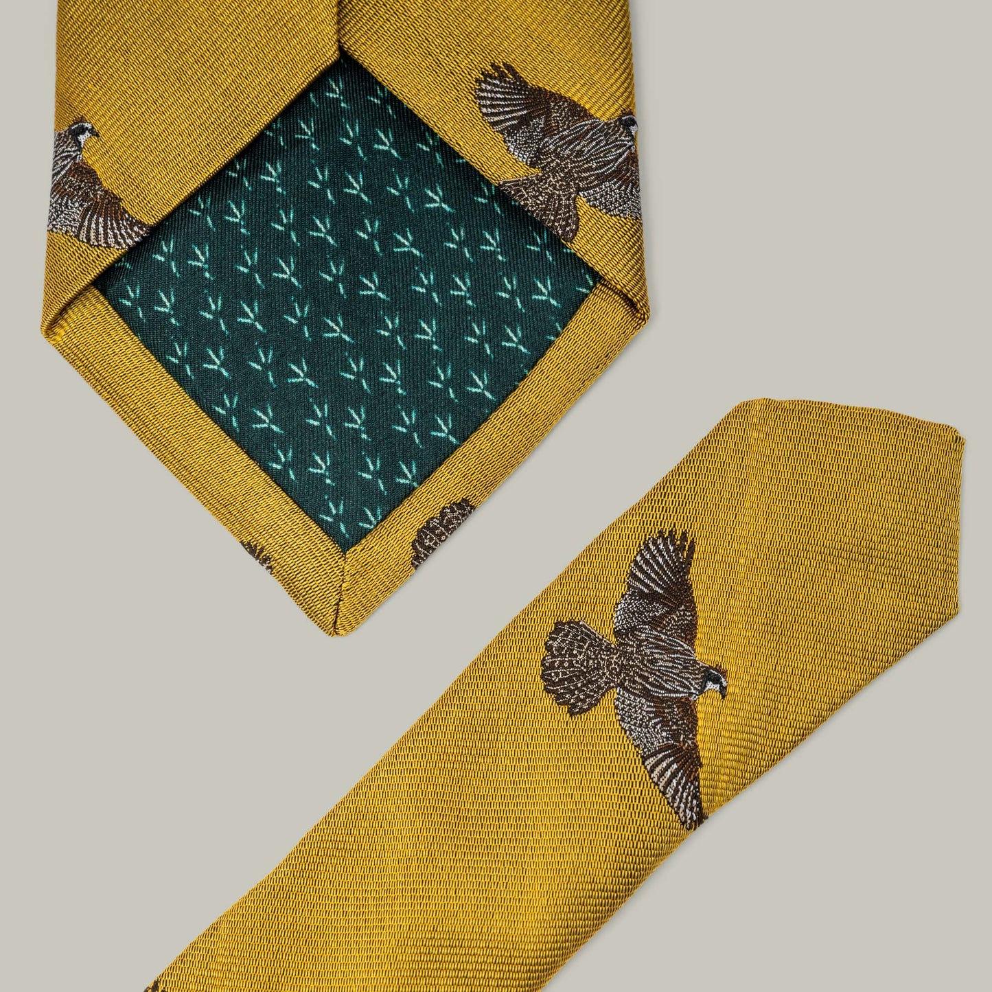 Harrow Silk Woven Tie- Flying Bobwhite Quail [GOLD]