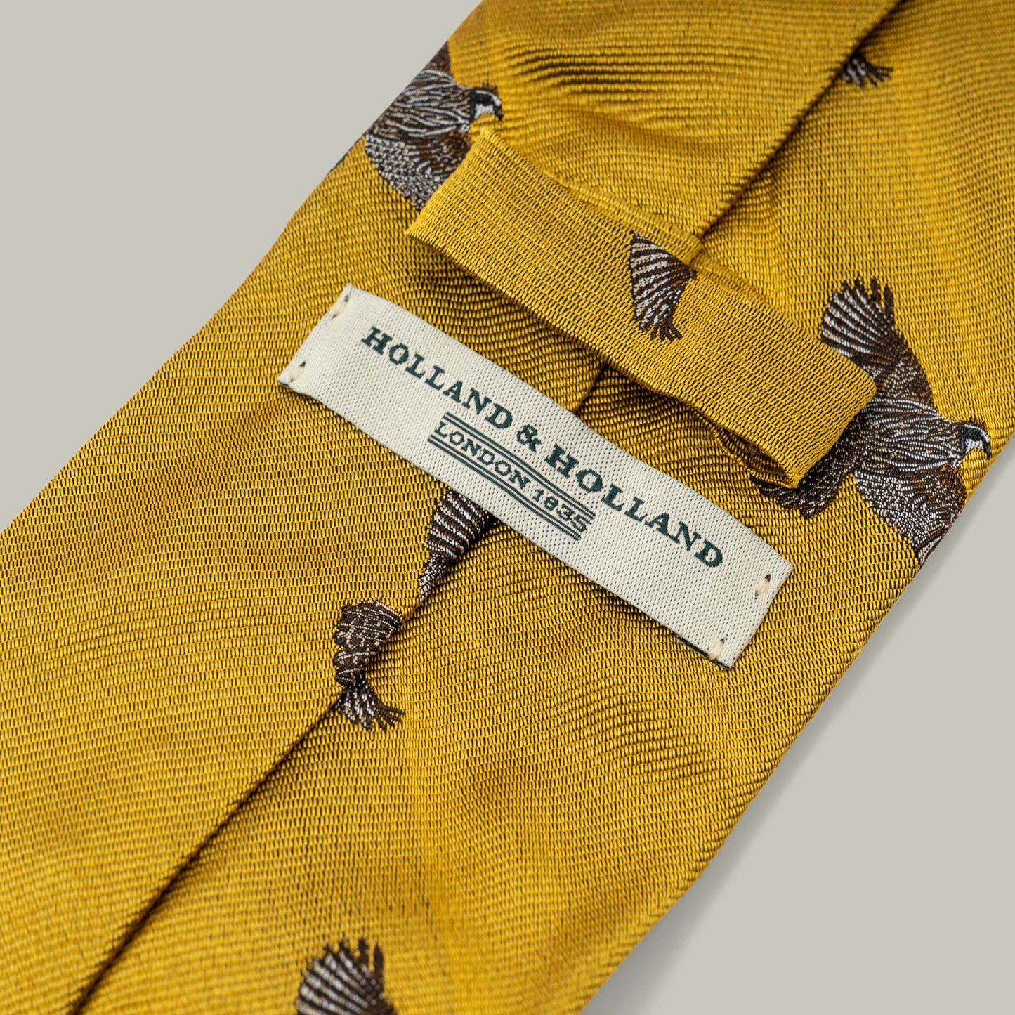 Harrow Silk Woven Tie- Flying Bobwhite Quail [GOLD]