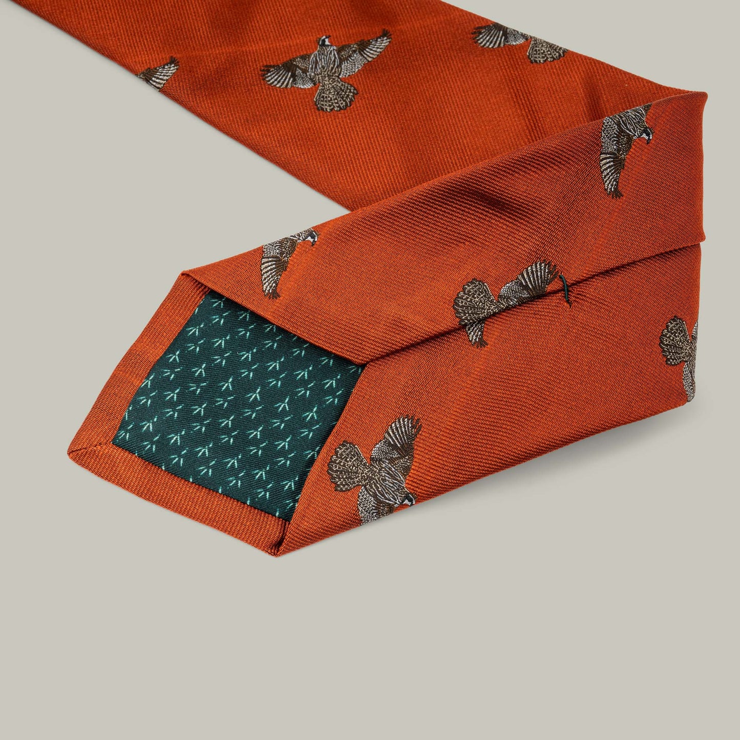 Harrow Silk Woven Tie- Flying Bobwhite Quail [RUST]