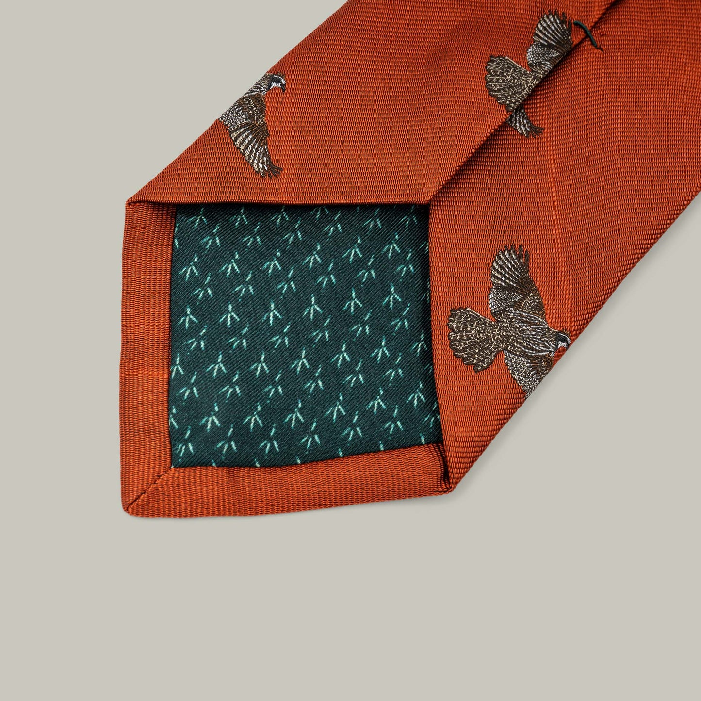 Harrow Silk Woven Tie- Flying Bobwhite Quail [RUST]