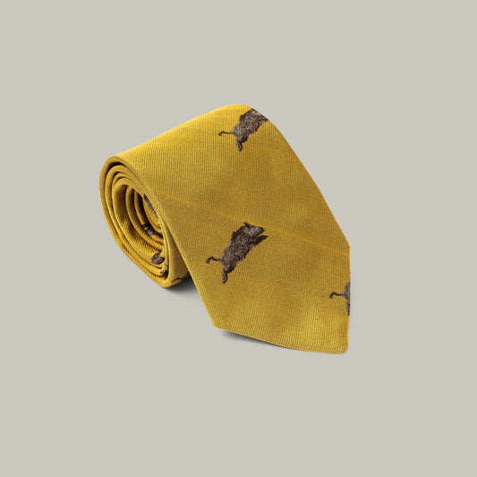 Harrow Silk Woven Tie - Running Boar [GOLD]