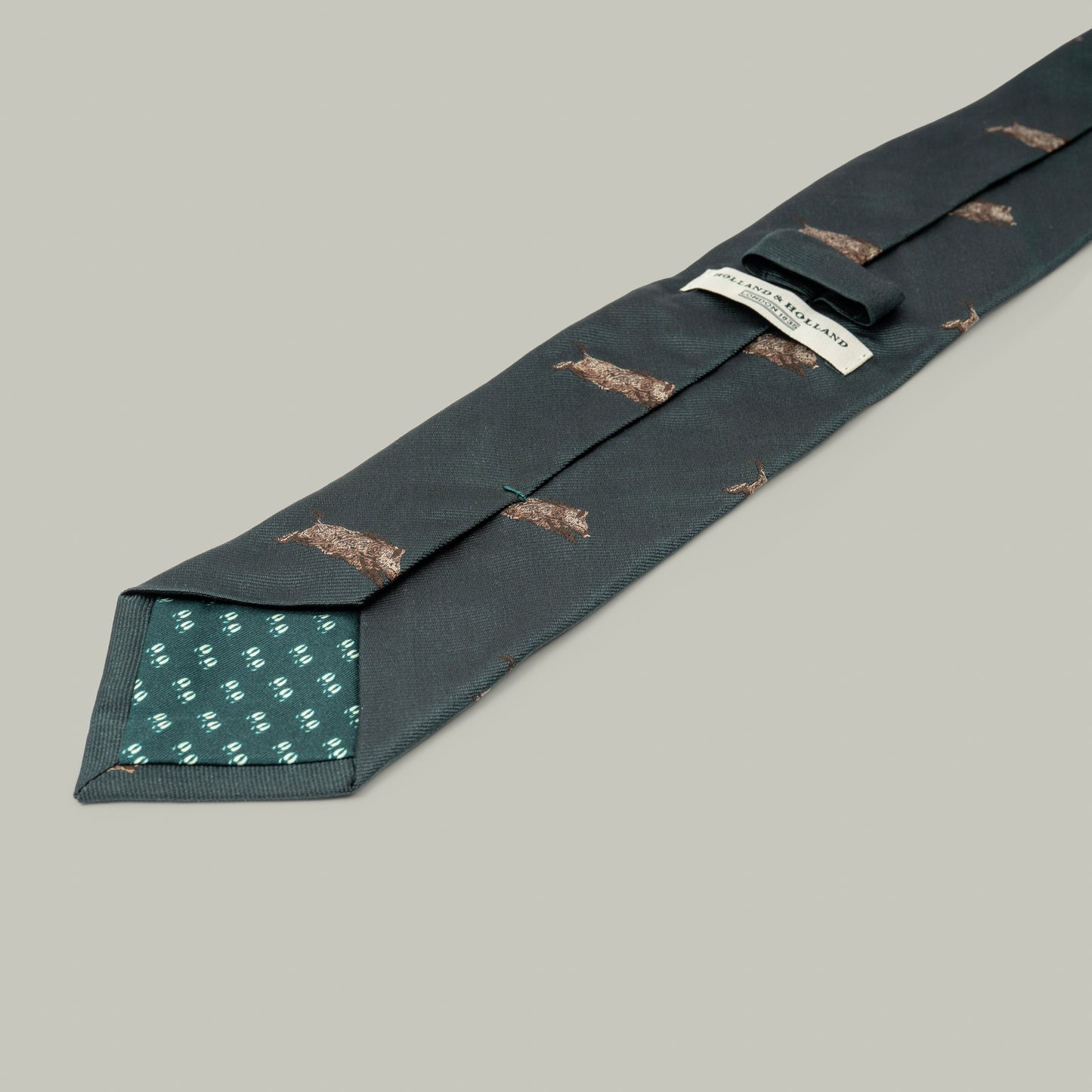 Harrow Silk Woven Tie - Running Boar [H&H GREEN]