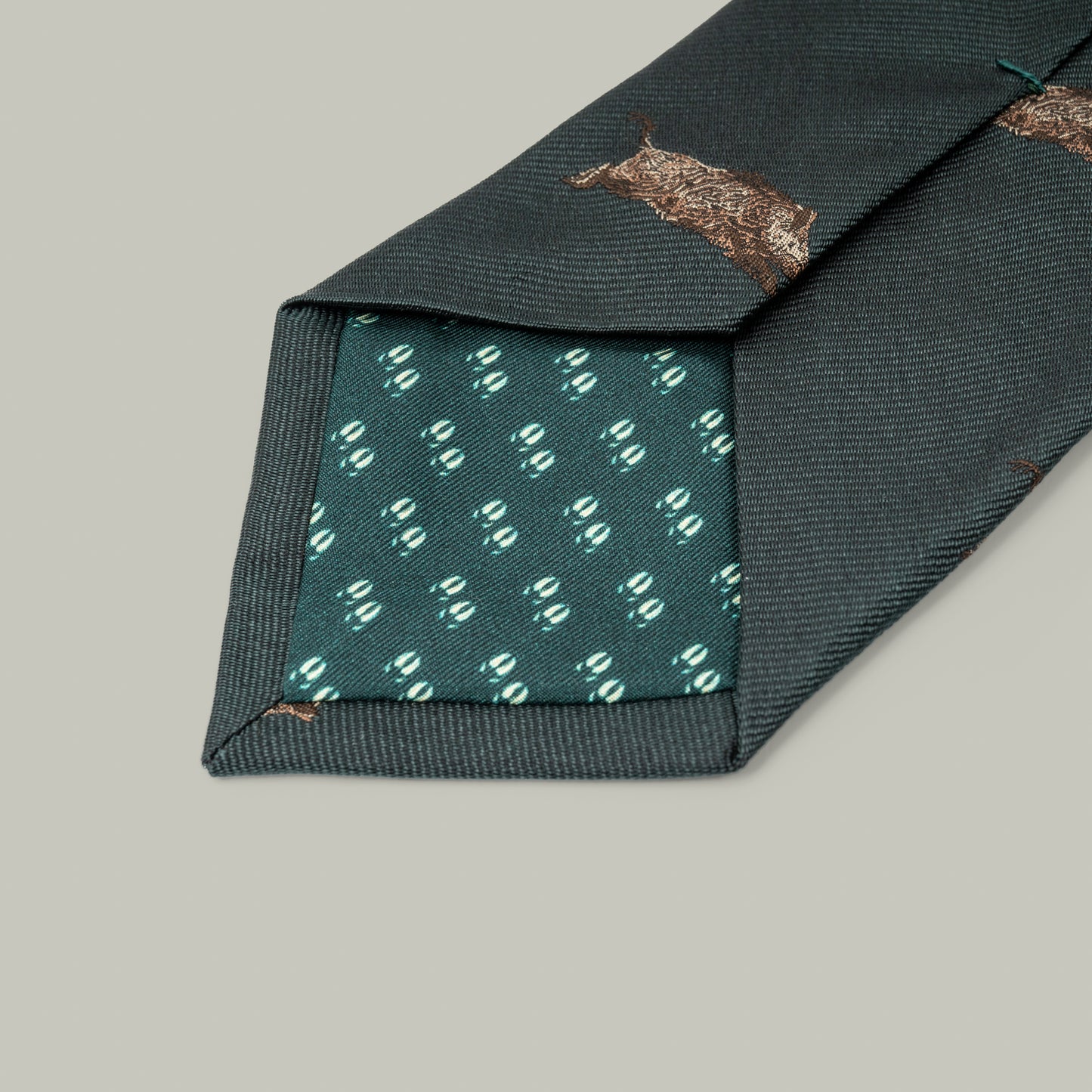 Harrow Silk Woven Tie - Running Boar [H&H GREEN]