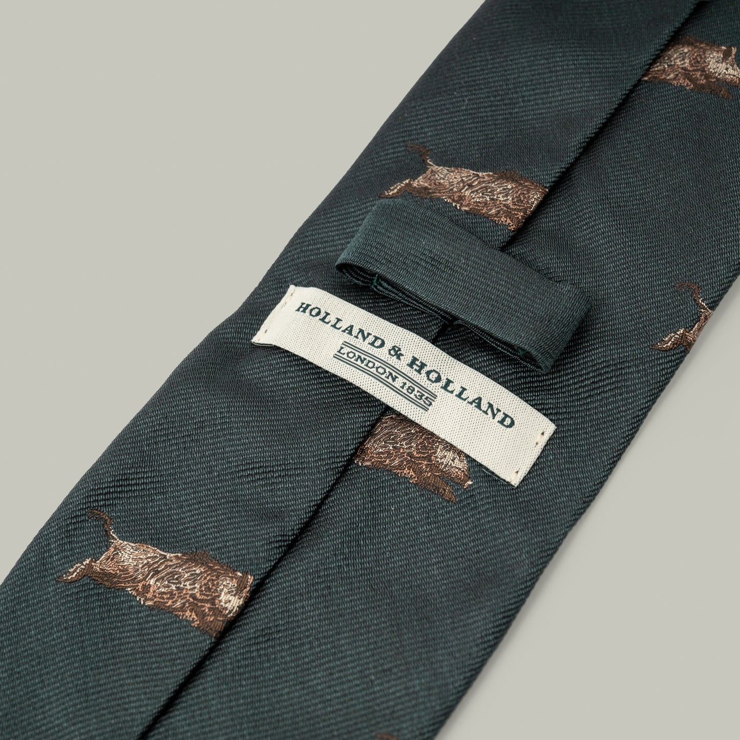 Harrow Silk Woven Tie - Running Boar [H&H GREEN]