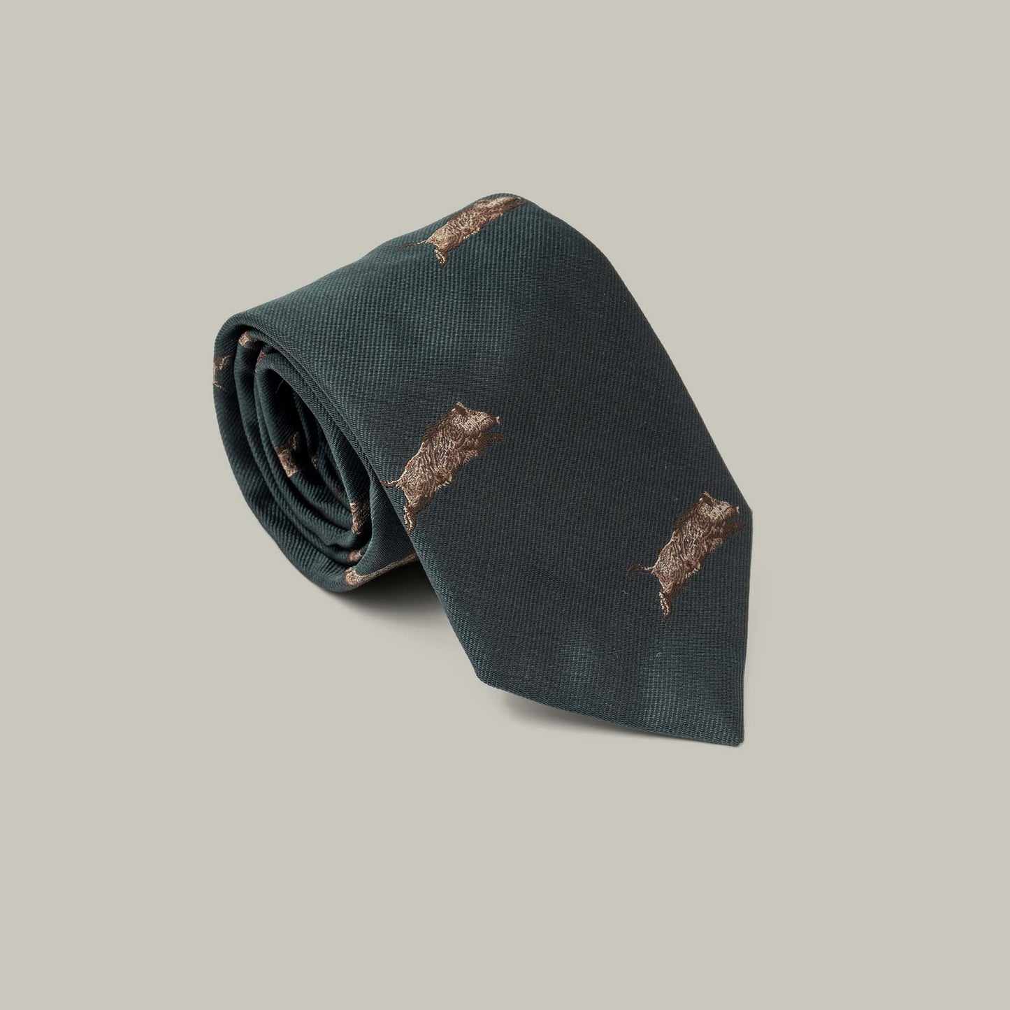 Harrow Silk Woven Tie - Running Boar [H&H GREEN]