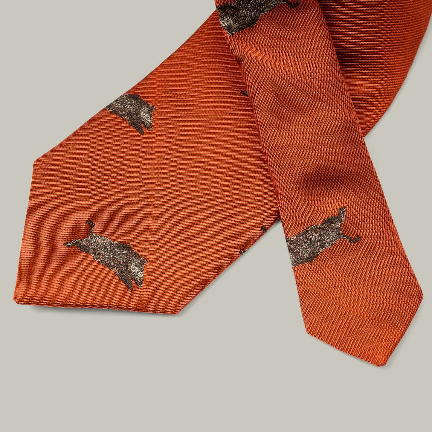 Harrow Silk Woven Tie - Running Boar [RUST]