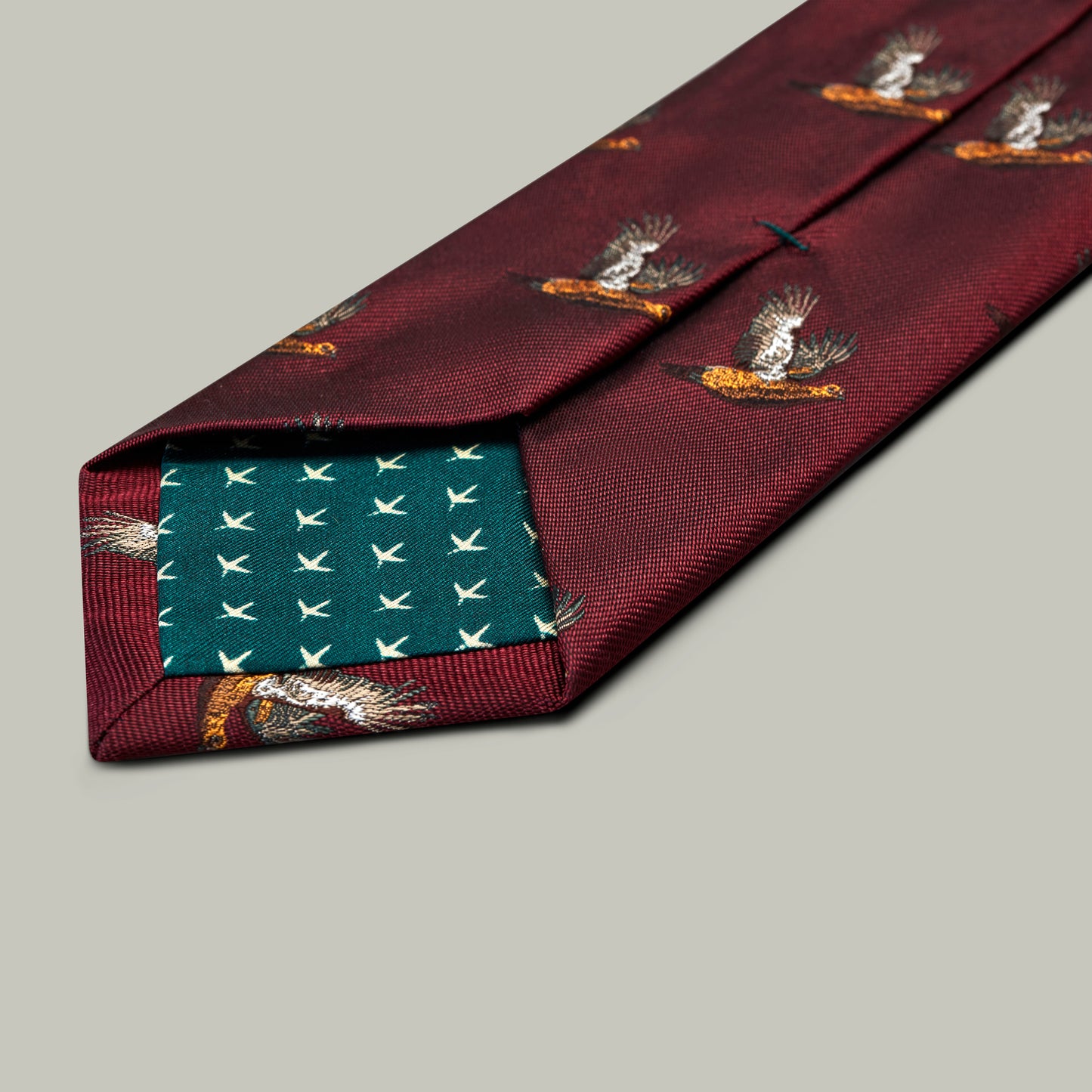 Harrow Silk Woven Tie - Flying Grouse [BERRY]