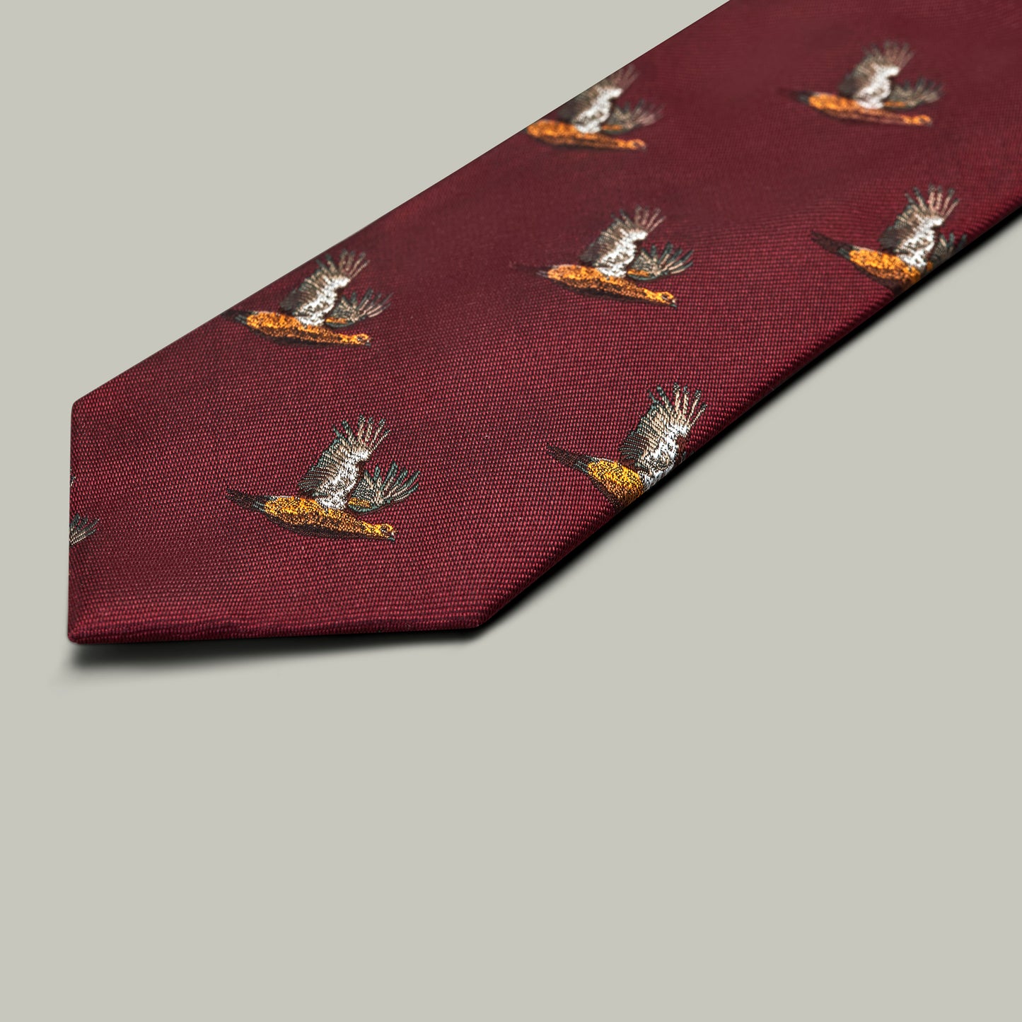 Harrow Silk Woven Tie - Flying Grouse [BERRY]