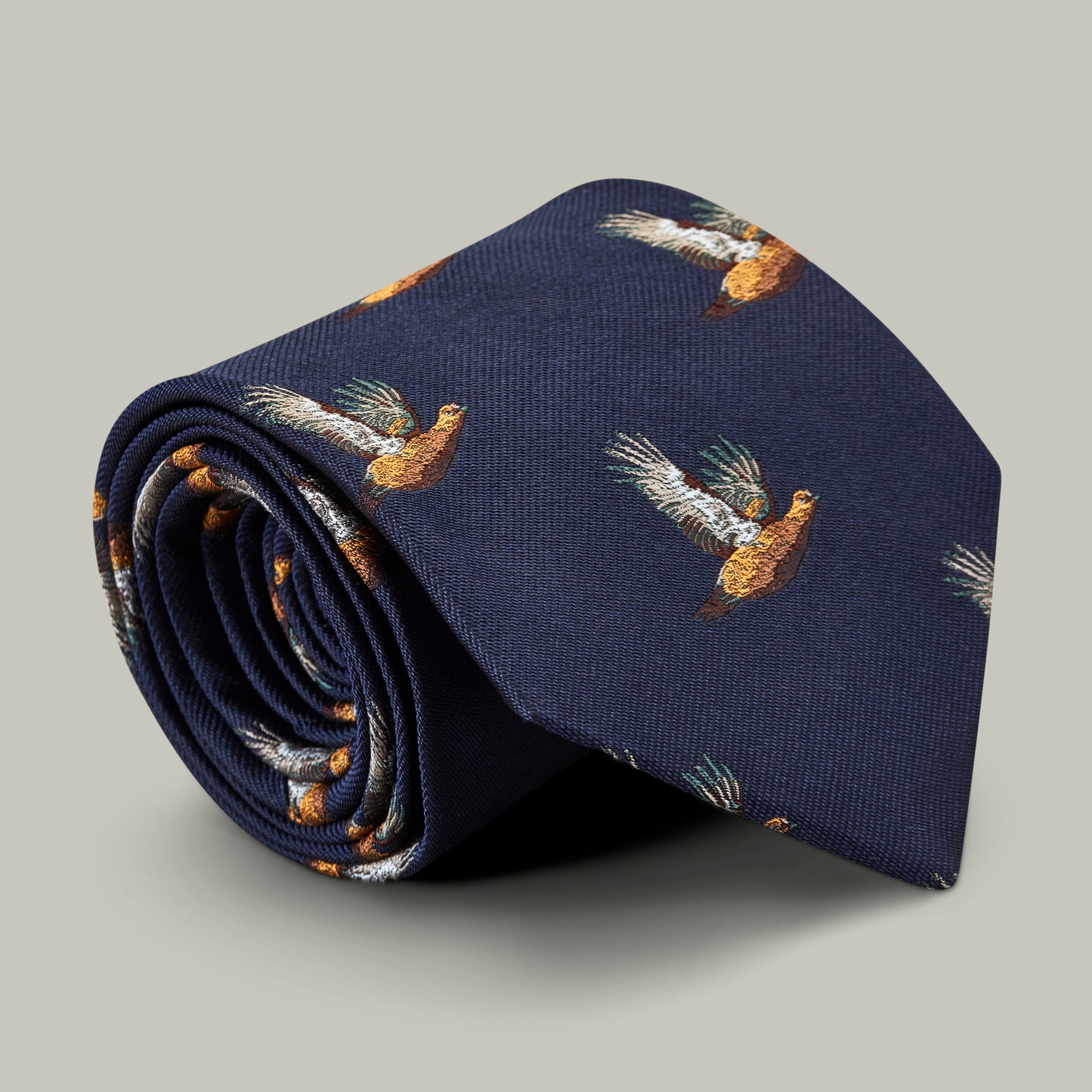 Harrow Silk Woven Tie - Flying Grouse [INDIGO]