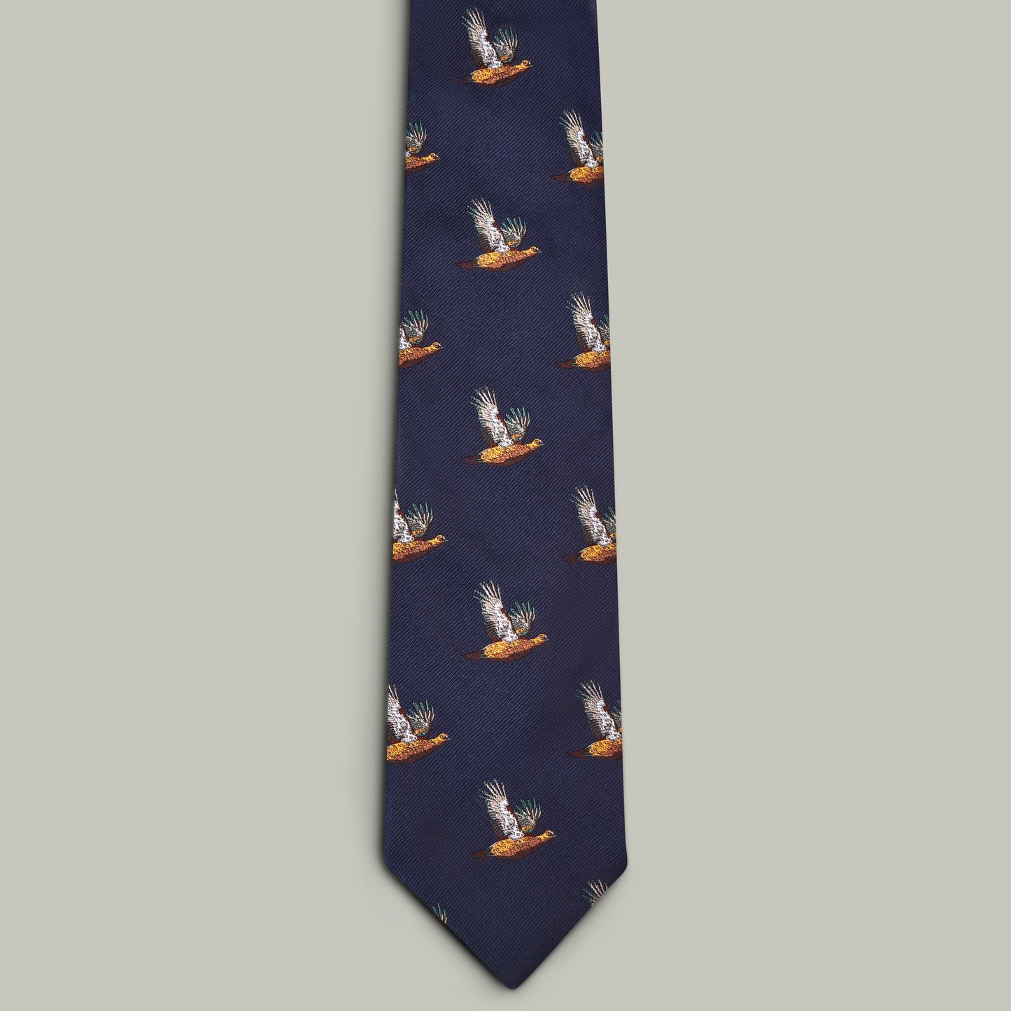 Harrow Silk Woven Tie - Flying Grouse [INDIGO]