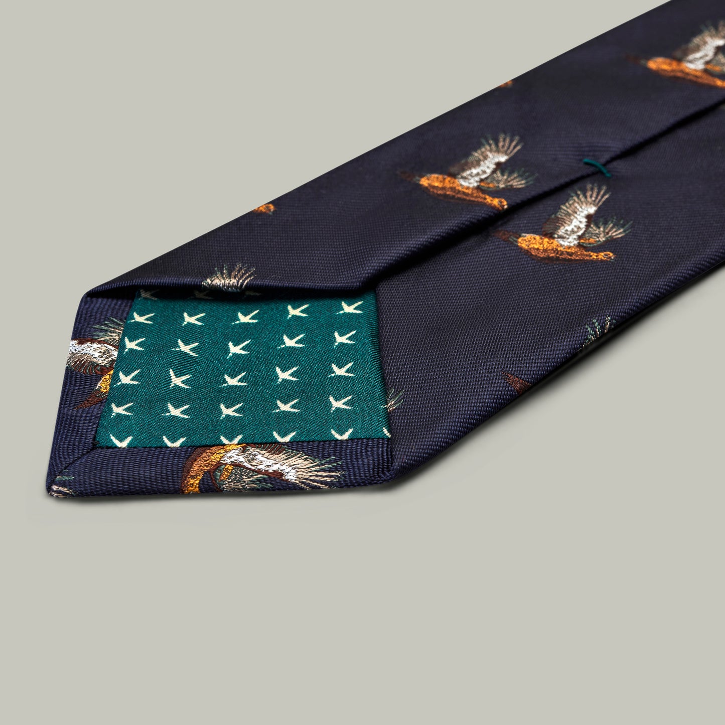 Harrow Silk Woven Tie - Flying Grouse [INDIGO]