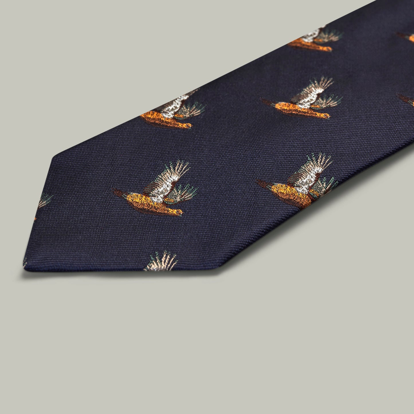 Harrow Silk Woven Tie - Flying Grouse [INDIGO]