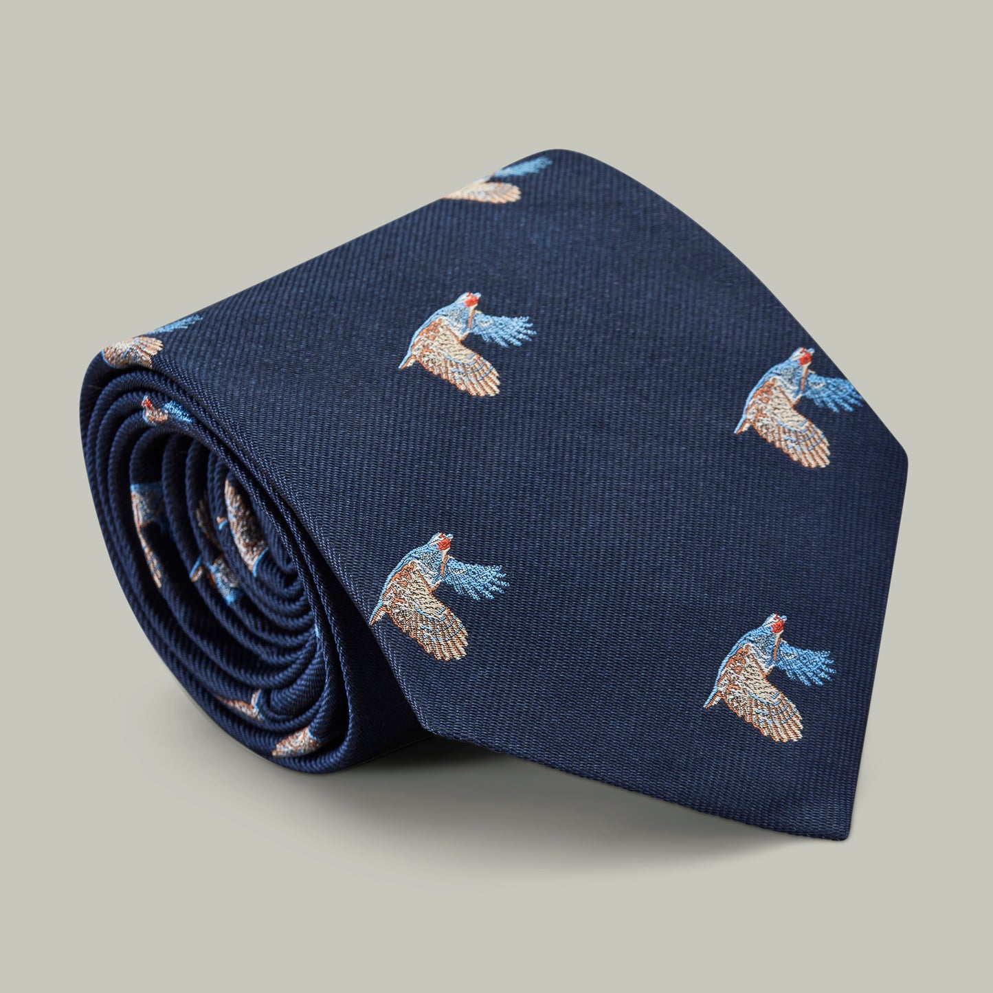 Harrow Silk Woven Tie - Flying Partridge [INDIGO]