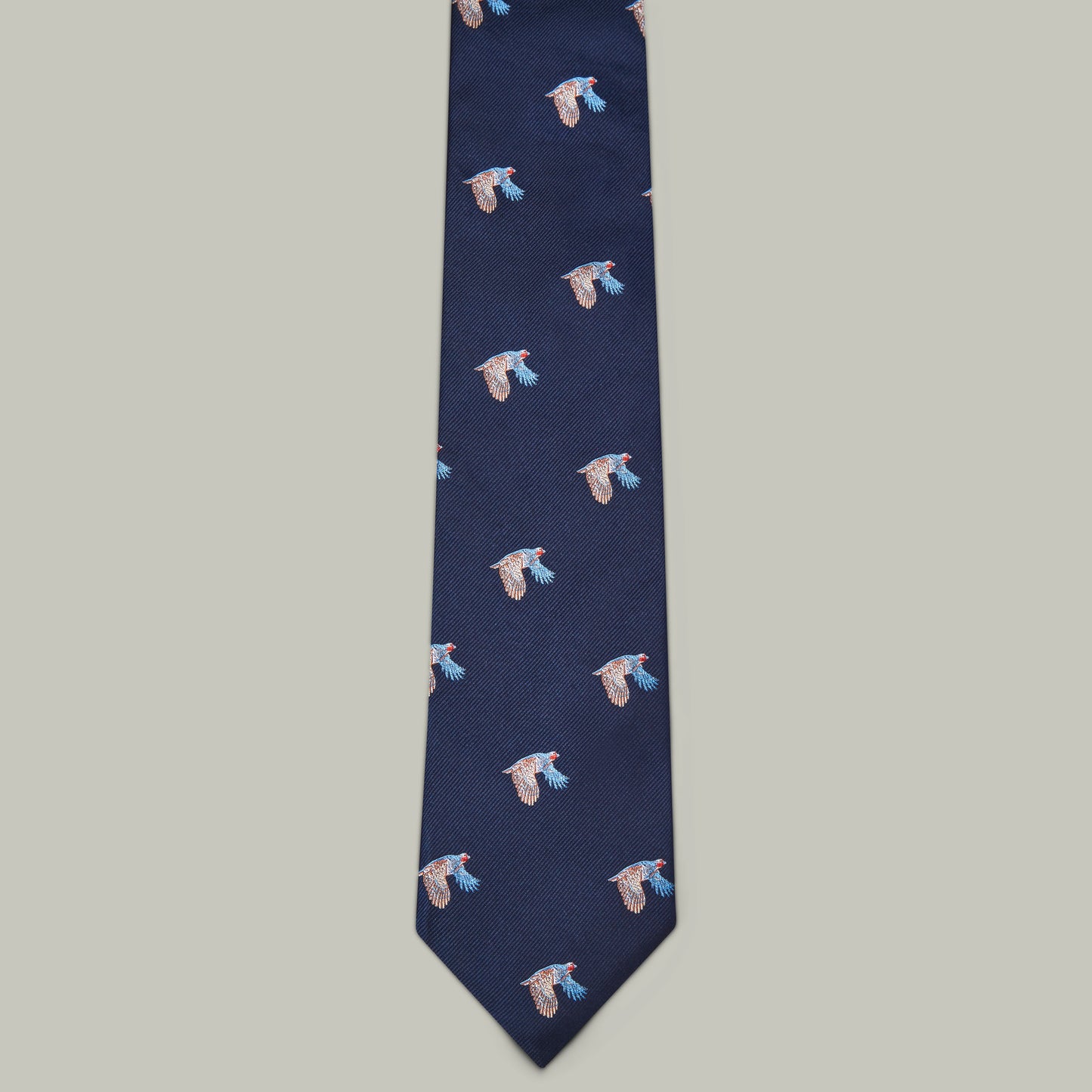 Harrow Silk Woven Tie - Flying Partridge [INDIGO]