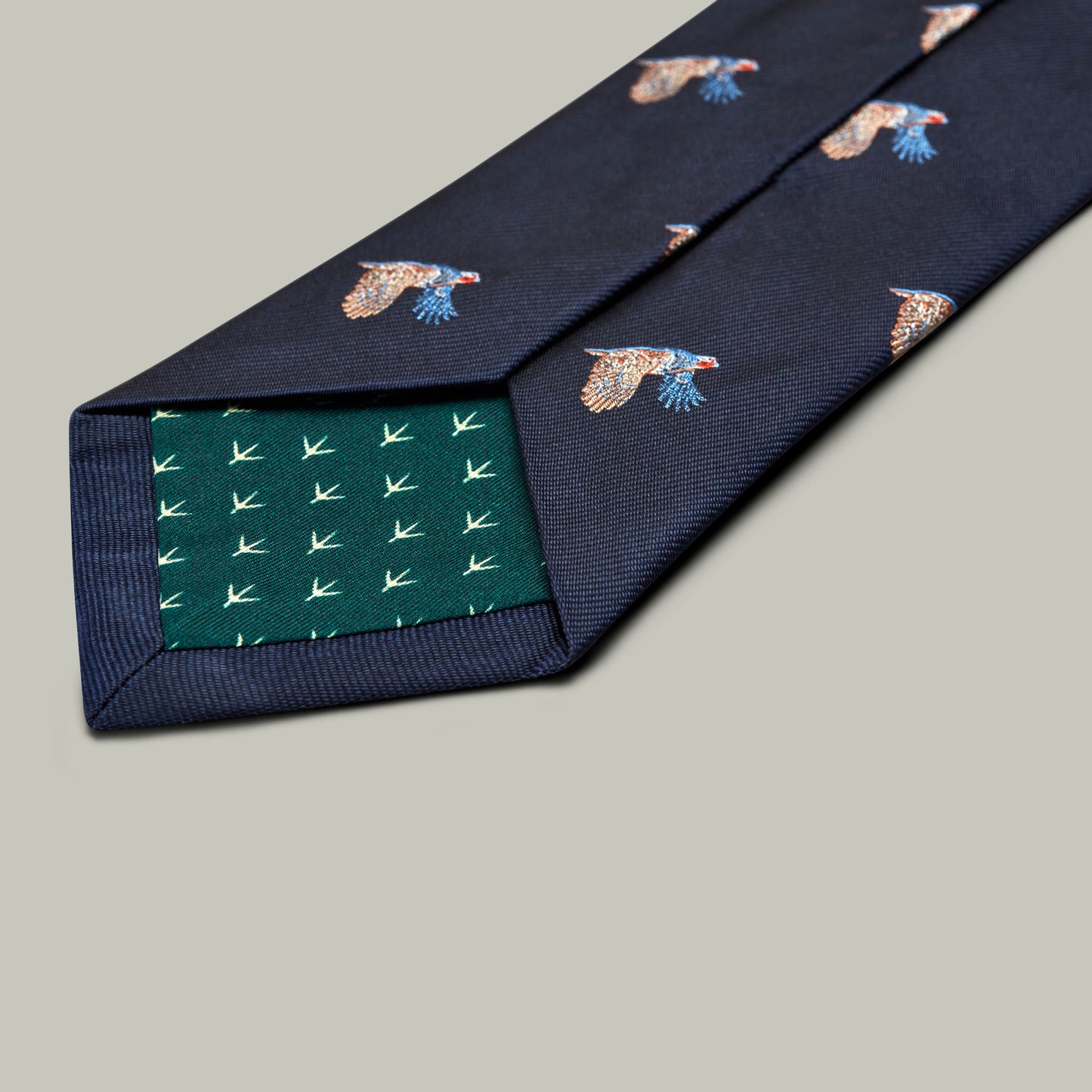 Harrow Silk Woven Tie - Flying Partridge [INDIGO]