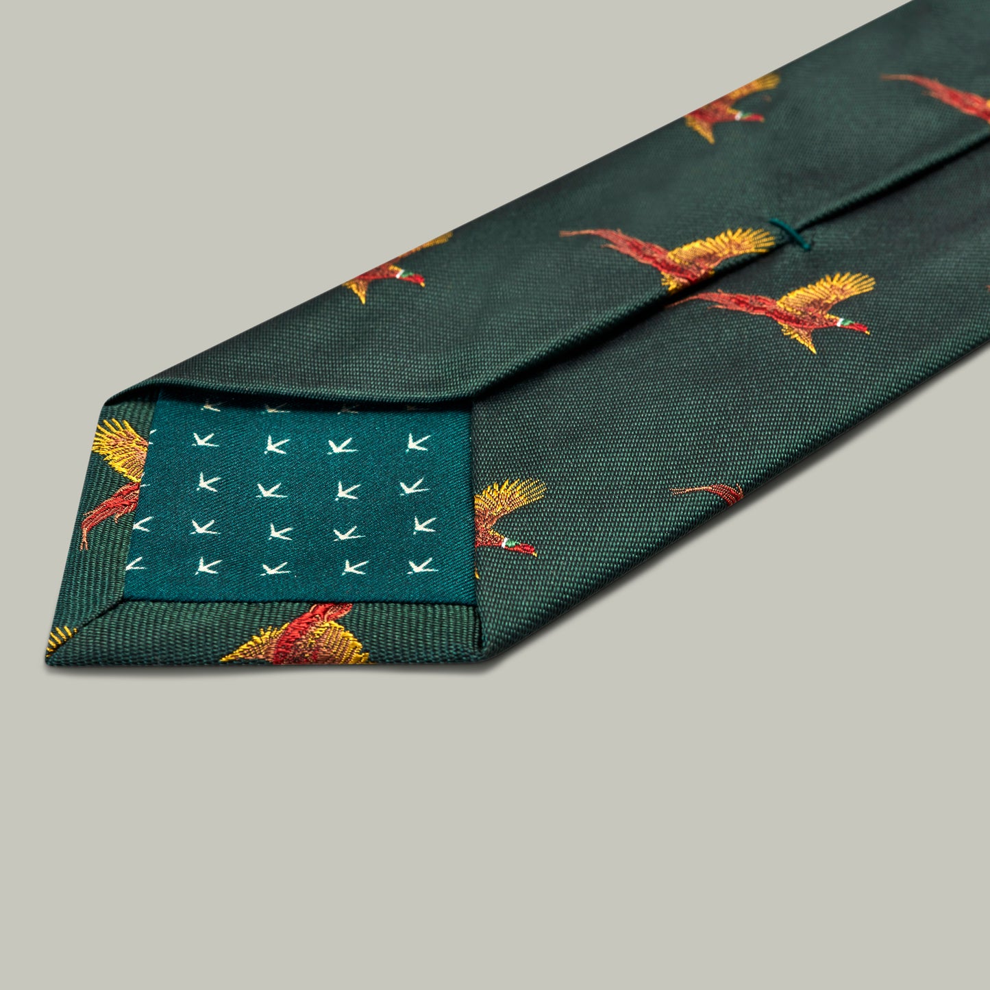 Harrow Silk Woven Tie - Flying Pheasant [HOLLY]
