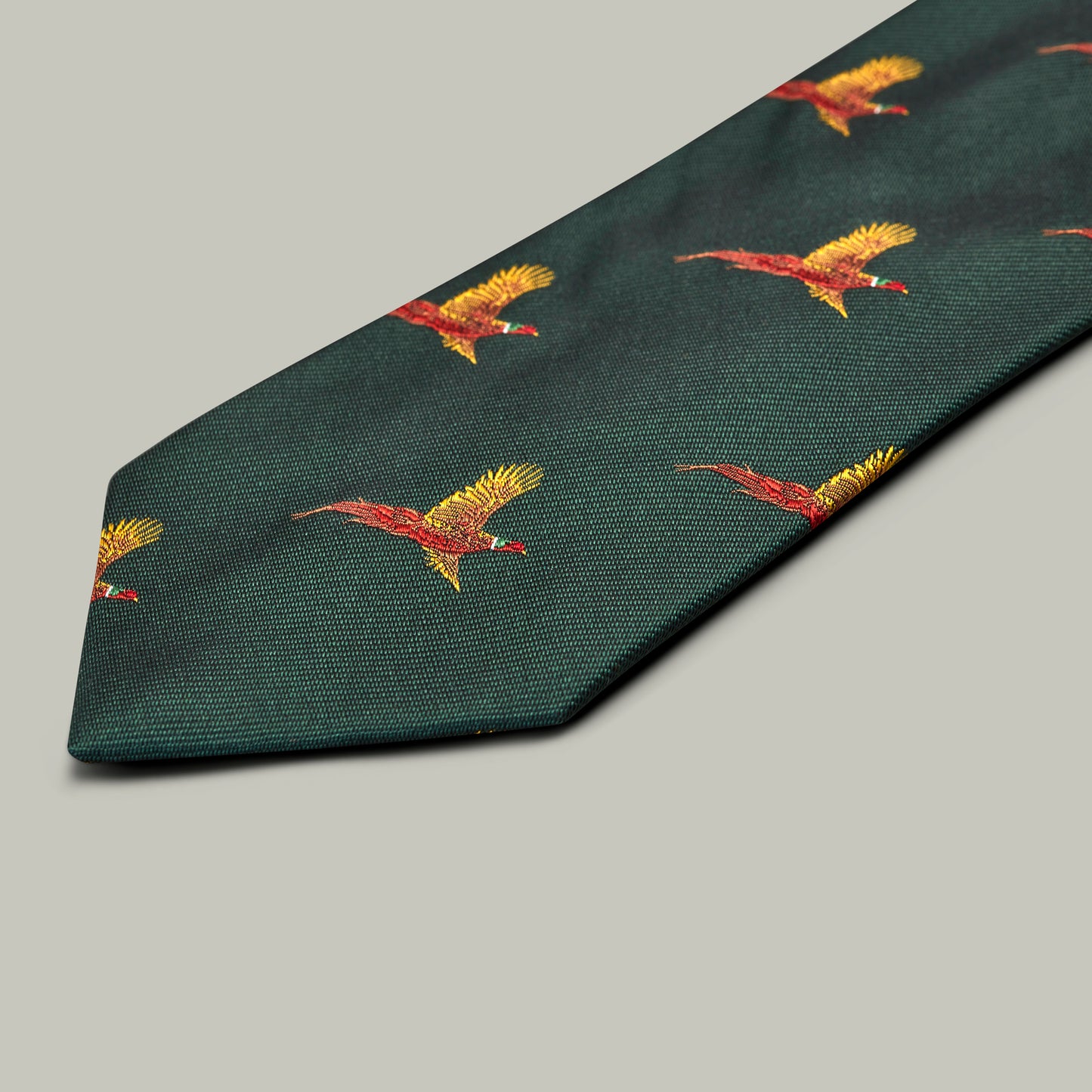 Harrow Silk Woven Tie - Flying Pheasant [HOLLY]
