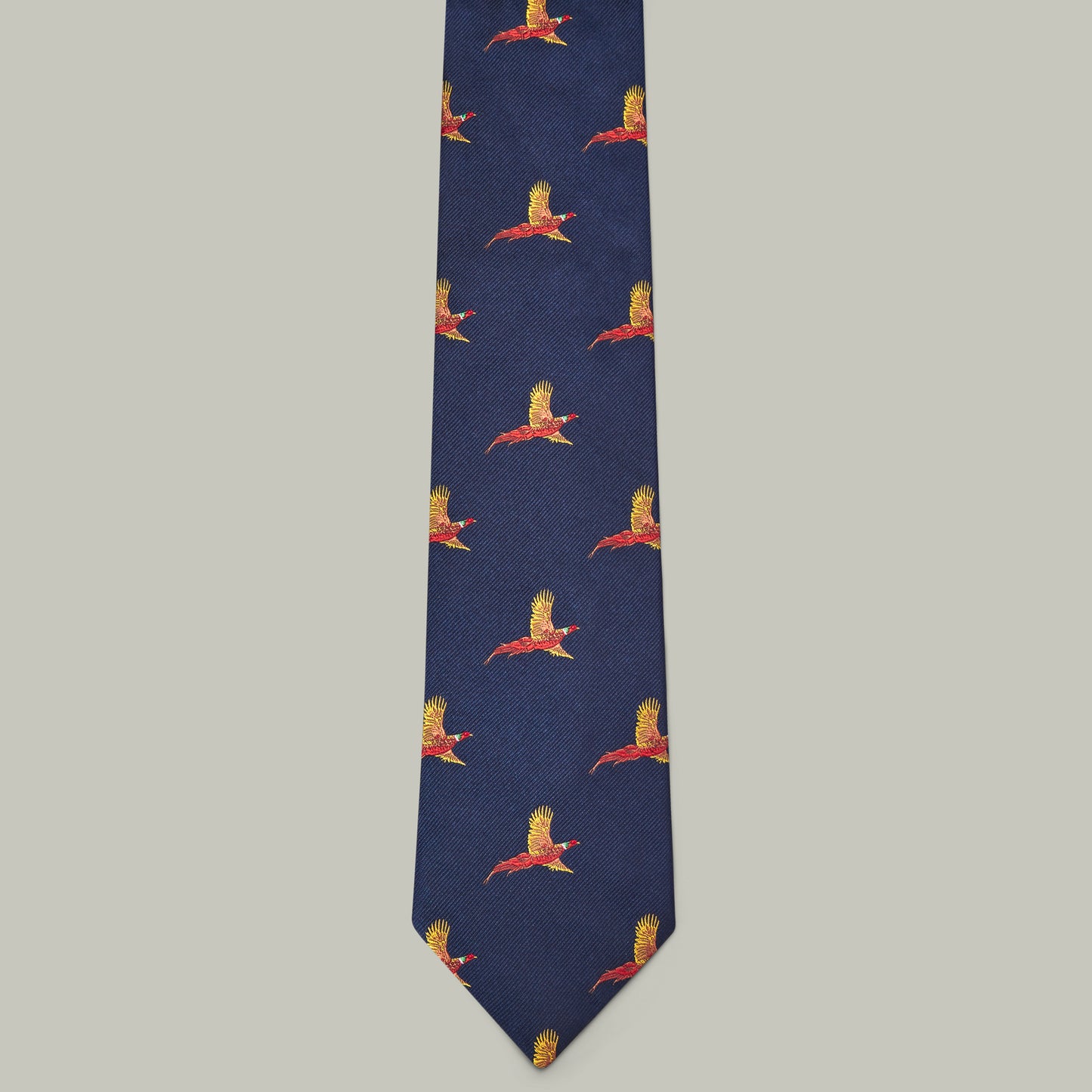 Harrow Silk Woven Tie - Flying Pheasant [INDIGO]