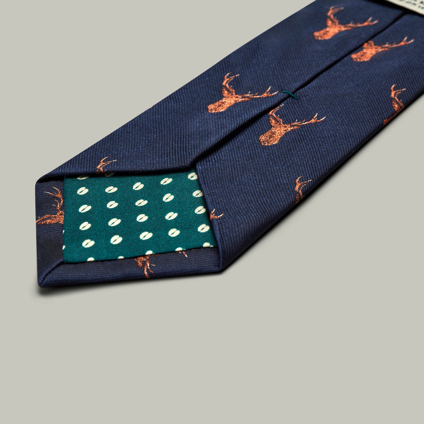 Harrow Silk Woven Tie - Stag [INDIGO]