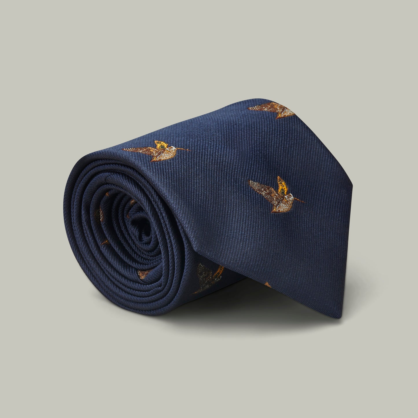 Harrow Silk Woven Tie - Flying Woodcock [INDIGO]