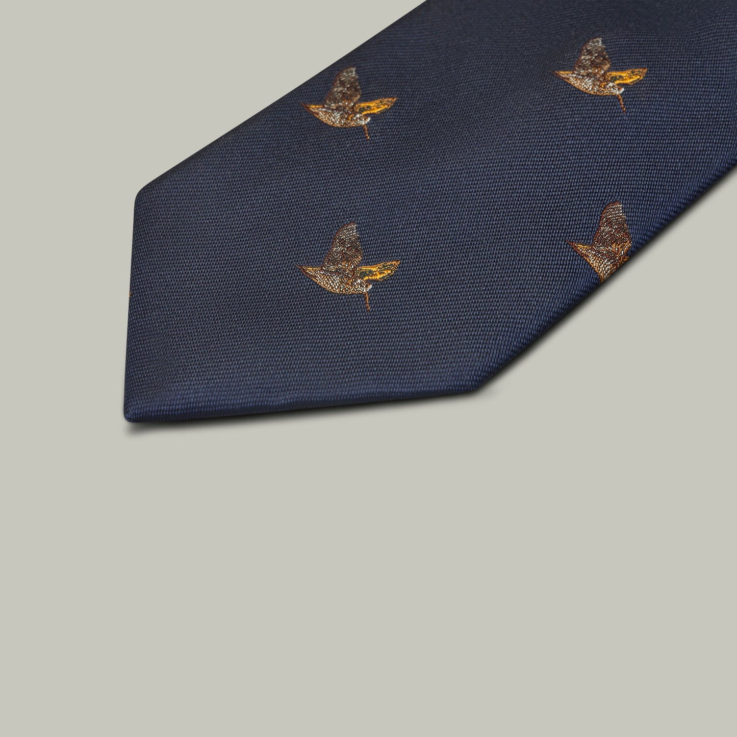 Harrow Silk Woven Tie - Flying Woodcock [INDIGO]