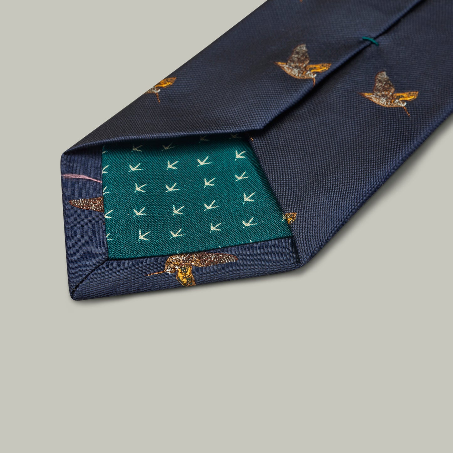 Harrow Silk Woven Tie - Flying Woodcock [INDIGO]