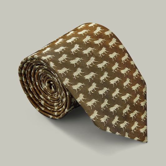 Harrow Silk Woven Tie - Lion [GOLD]