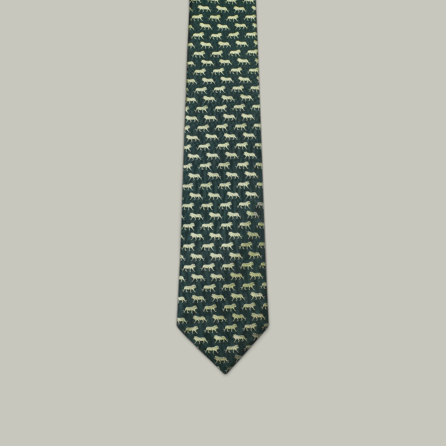 Harrow Silk Woven Tie - Lion [H&H GREEN]